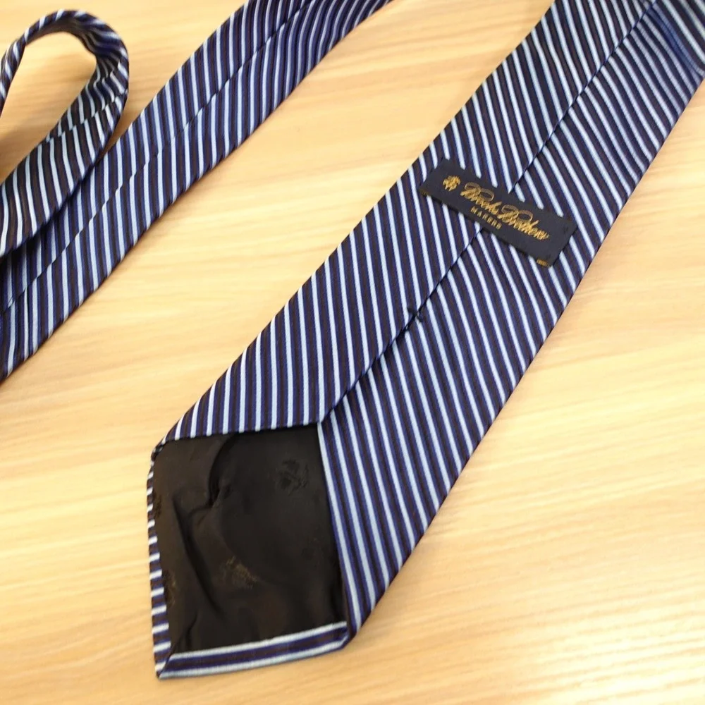 Brooks Brothers Makers Tie Mens Blue Repp Silk Stripe Classic Ivy Groom USA Made